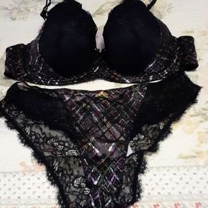 Plaid Romance Balconette Bra with Bikini Panty Set